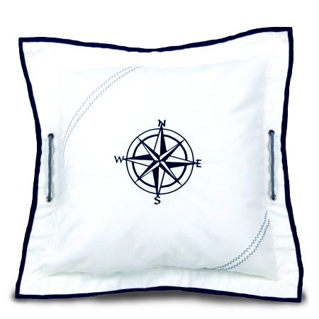 sail cloth pillow with compass rose